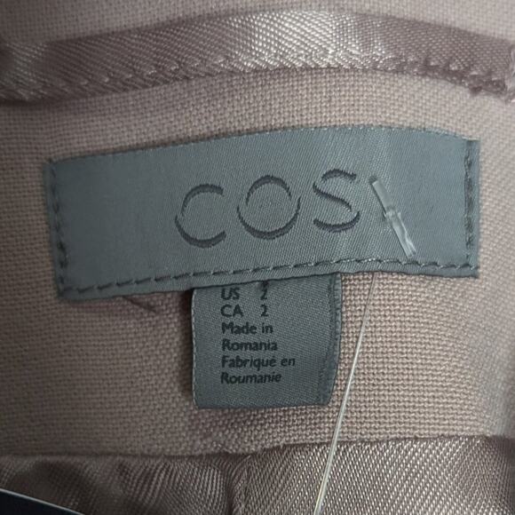 COS Pale Pink Long Sleeve Coat Zip Up Pockets Detachable Collar Lined Size 2 - Picture 3 of 8